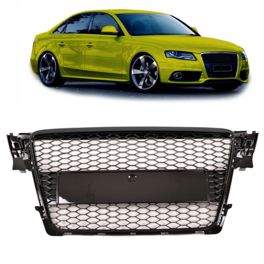 Sportgrill / Kühlergrill passend für Audi A4 B8 08-12 Hochglanz-schwarz in Wabendesign