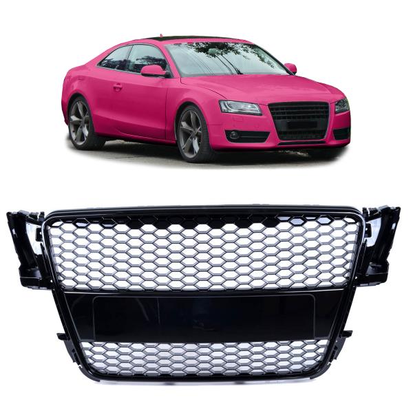 Kühlergrill Grill Wabendesign Schwarz glanz passend für Audi A5 8T 2007-2011 nicht S5