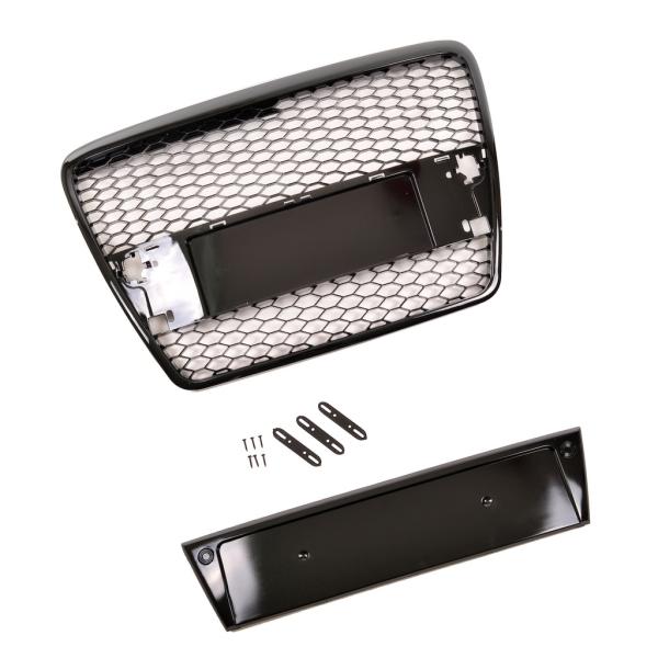 Sportgrill Wabengrill Kühlergrill passend für Audi A6 4F 04-08 Hochglanz schwarz