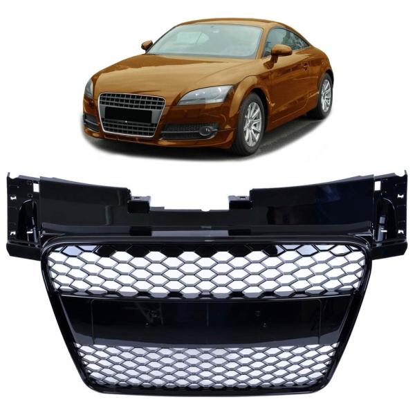 Sportgrill / Kühlergrill passend für Audi TT 8J Coupe/Roadster 06-14 Hochglanz Schwarz in Wabendesign
