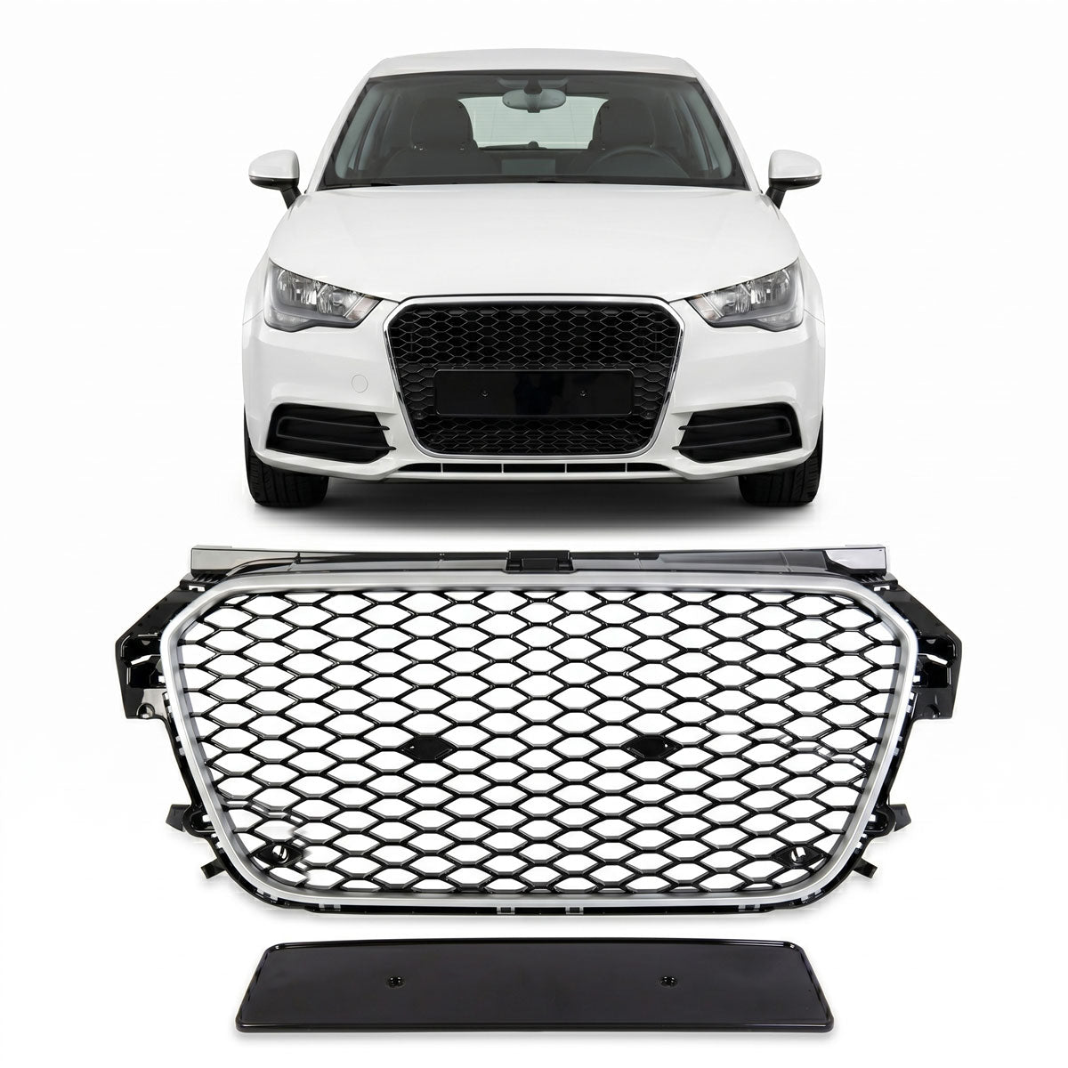 Front Grille Silver & Gloss Black passend für Audi A1 8X 2010-2015 – Bild 1