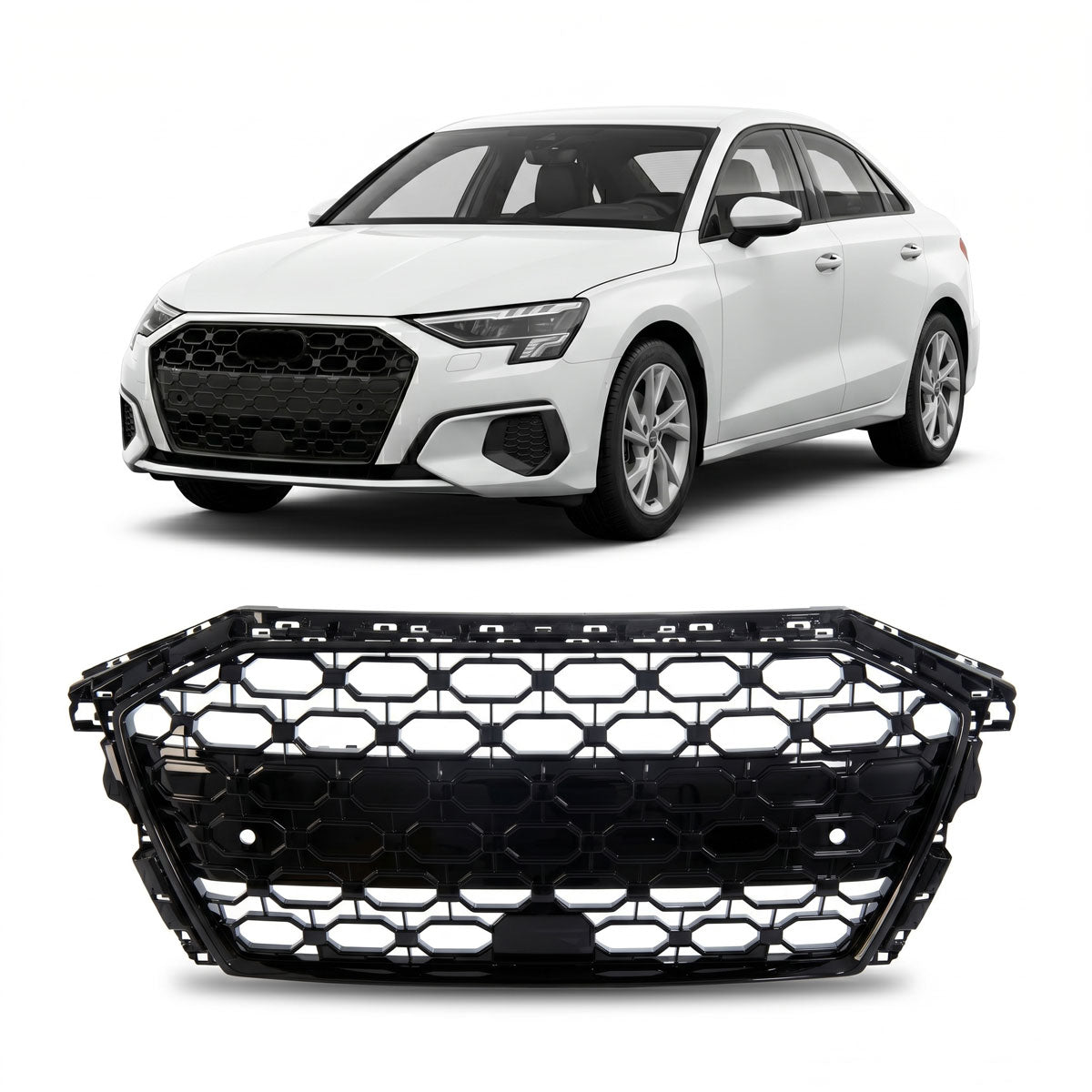 Front Grille Gloss Black passend für Audi A3 8Y Sportback Sedan 2020- – Bild 1