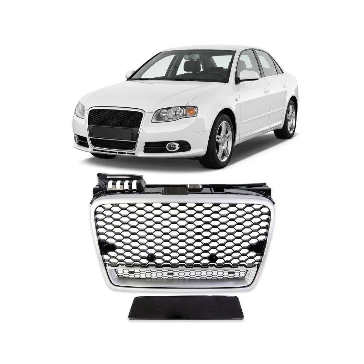 Front Grille Silver passend für Audi A4 B7 8E Sedan Avant 2004-2007 – Bild 1