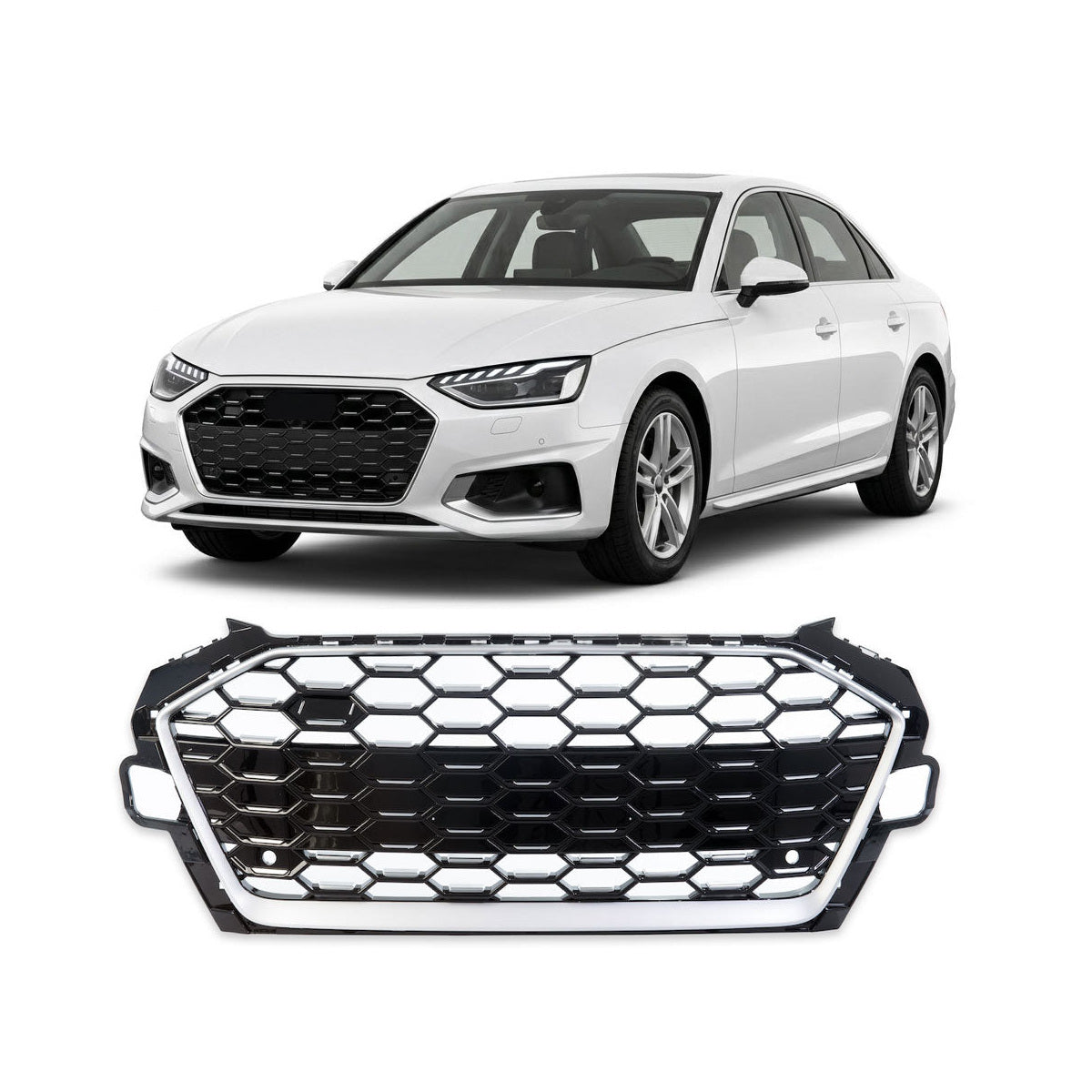 Front Grille Silver passend für Audi A4 B9 8W Facelift 2020-2024 – Bild 1