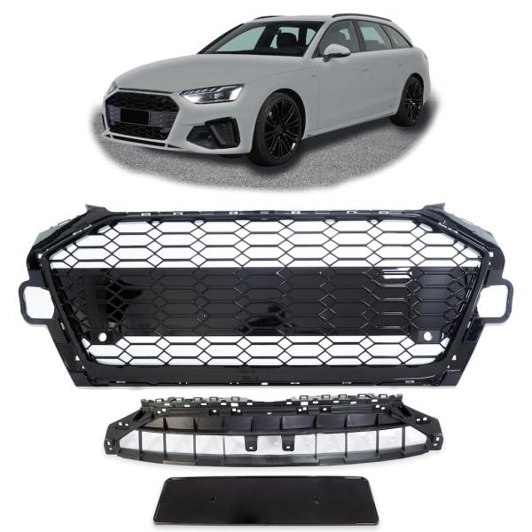 Wabengrill Kühlergrill Schwarz Glanz passend für Audi A4 B9 Facelift ab 2019 nicht RS4