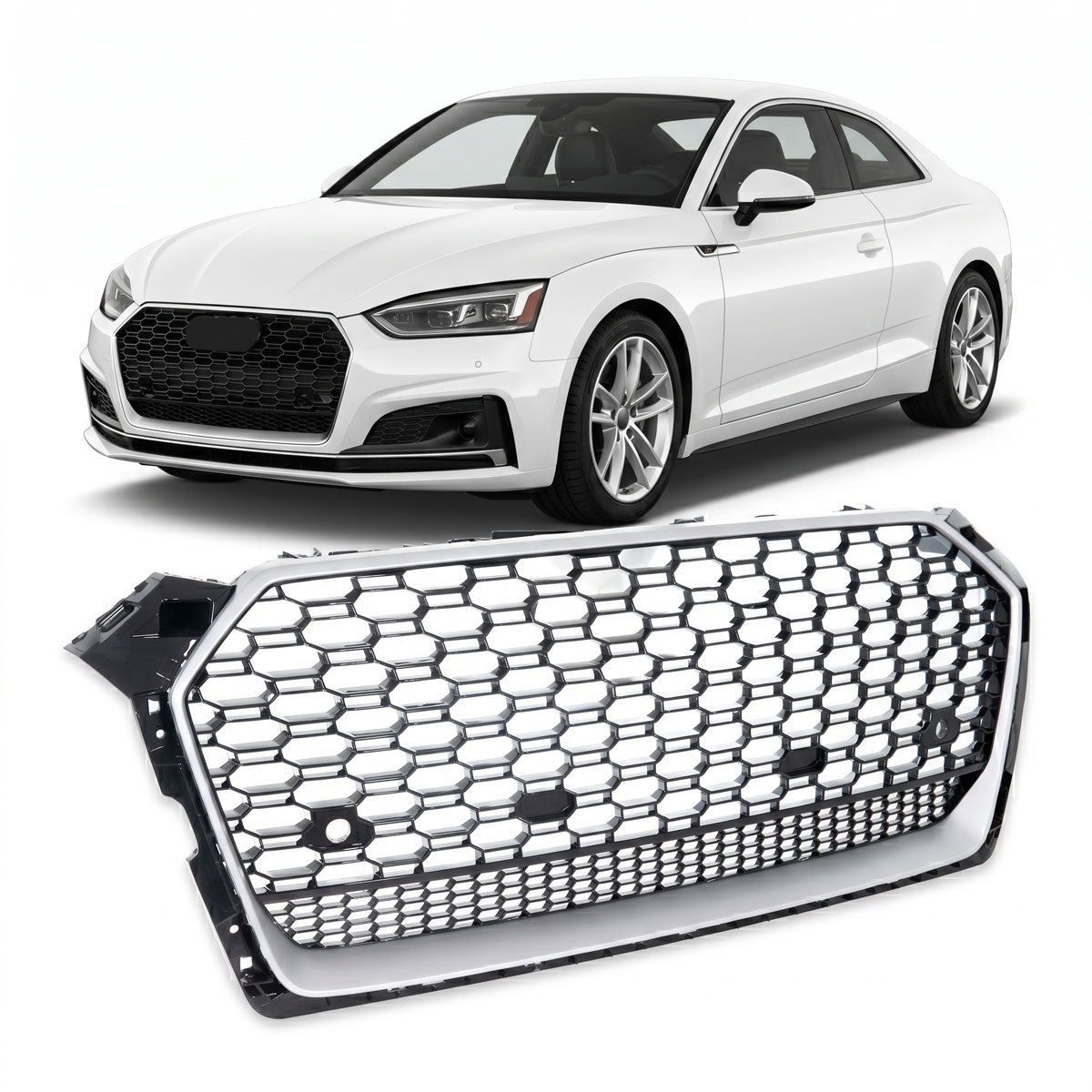 Silver & Gloss Black Front Grille passend für Audi A5 F5 2016-2020 – Bild 1
