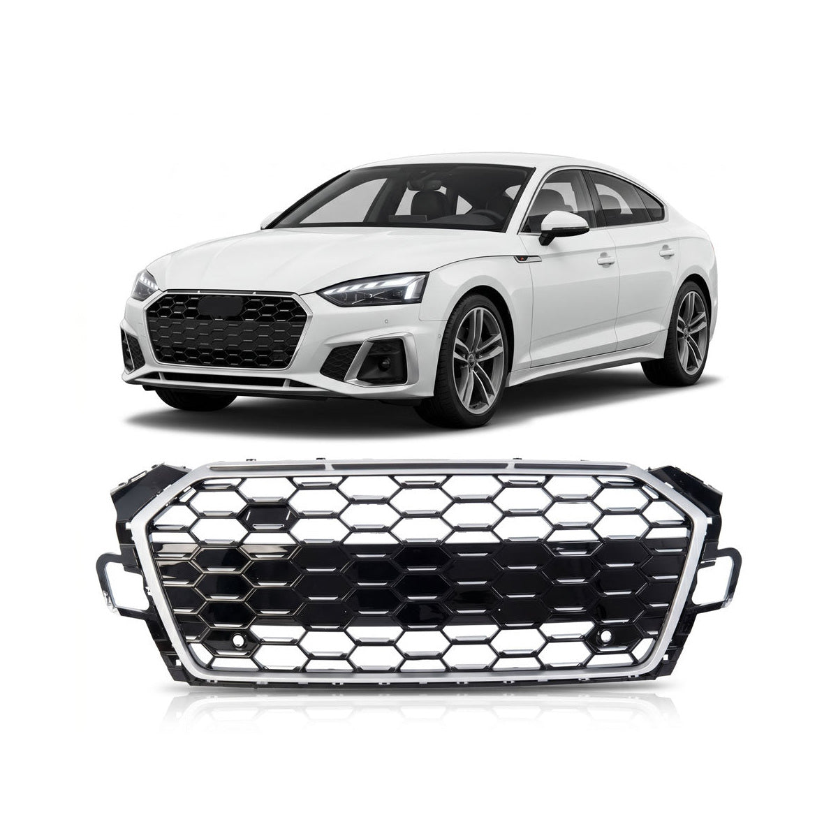 Front Grille Silver passend für Audi A5 F5 Coupe Cabrio Sportback 2020-2024 – Bild 1