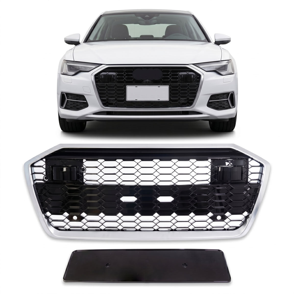 Silver Front Grille passend für Audi A6 C8 4A Sedan Avant 2018-2024 – Bild 1