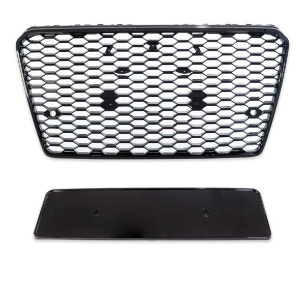 Wabengrill Kühlergrill Schwarz glanz Gitter passend für Audi A7 C7 2010-2014 kein RS7