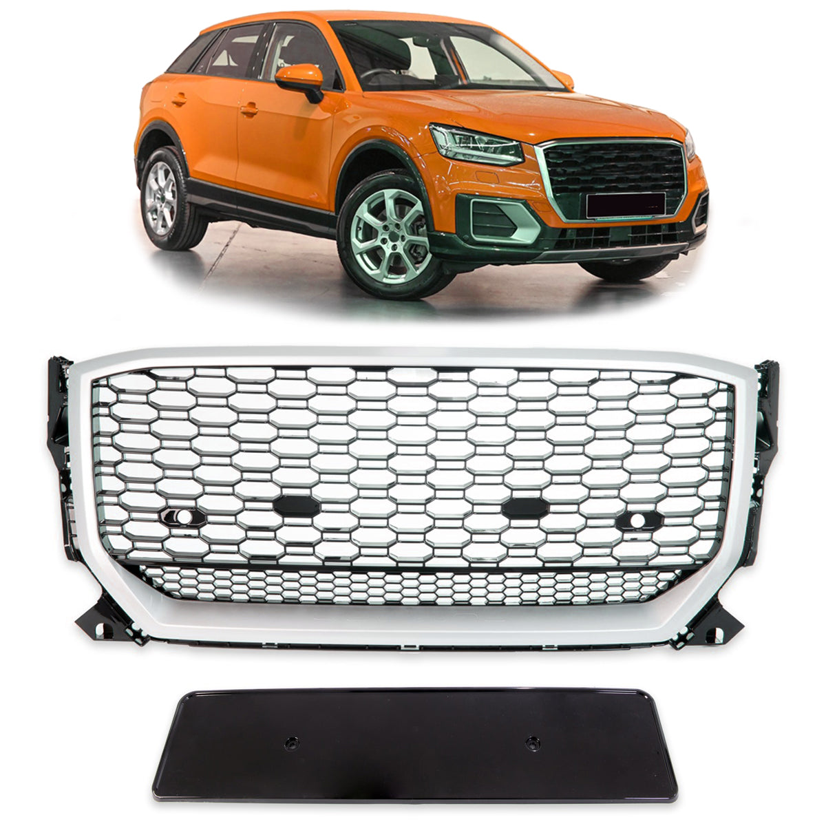 Front Grille Silver & Gloss Black passend für Audi Q2 GA 2016-2020 – Bild 1