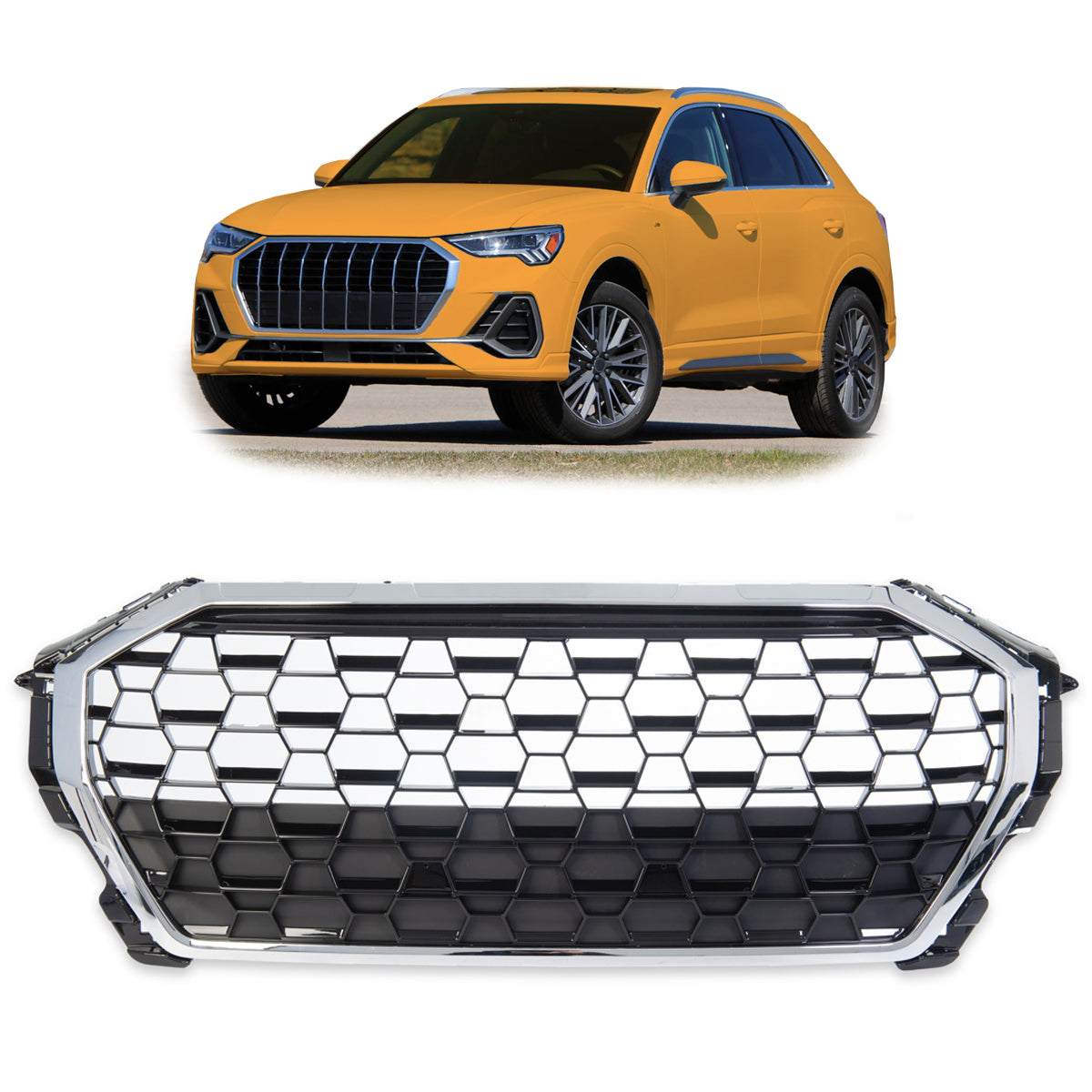 Front Grille Chrome & Gloss Black passend für Audi Q3 F3 SUV 2019- – Bild 1