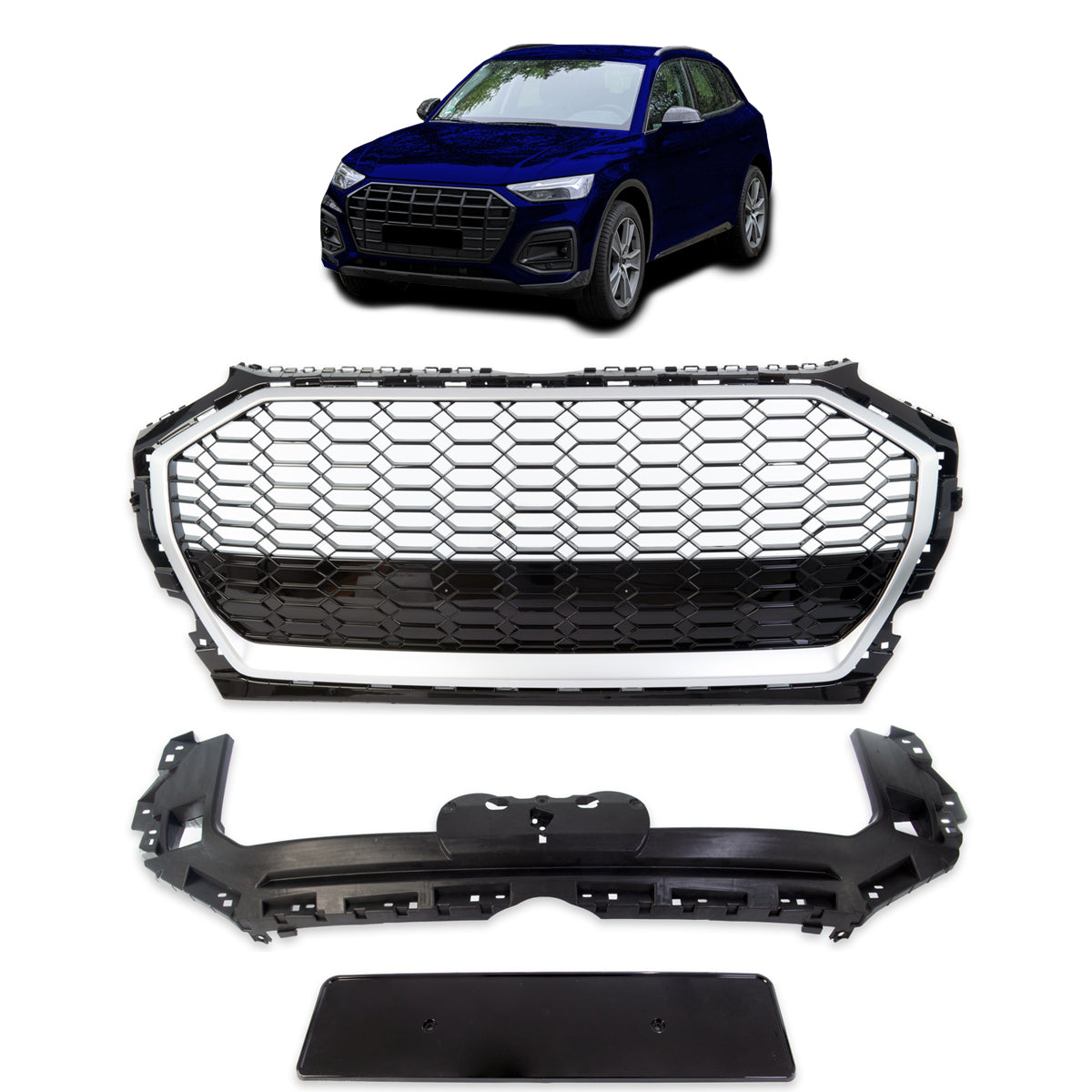 Front Grille Silver passend für Audi Q5 FY Facelift 2020->> – Bild 1