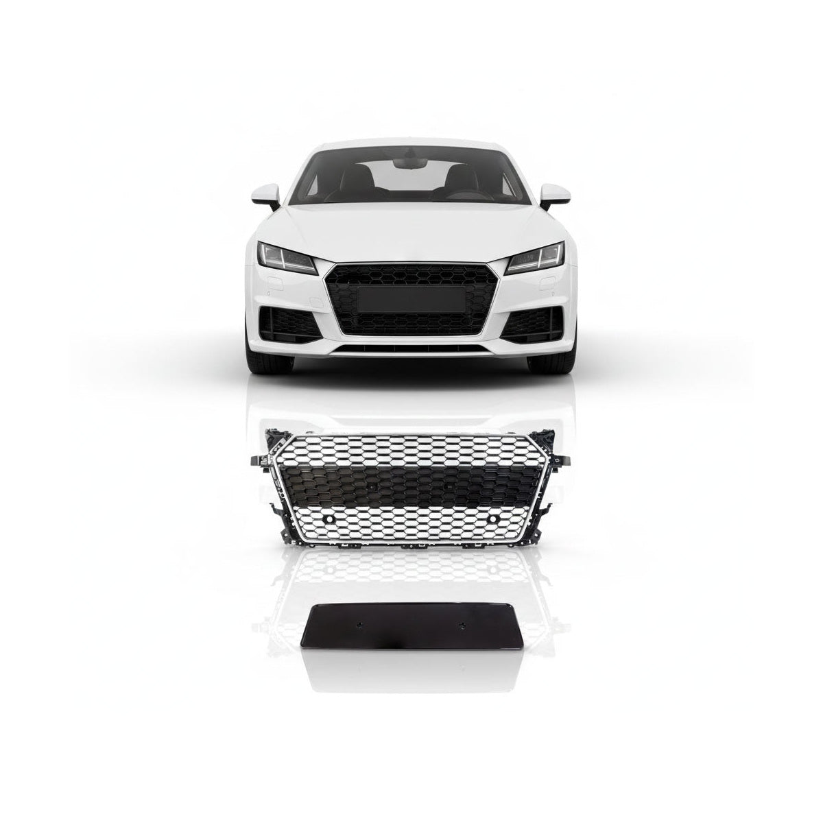 Front Grille Silver Gloss Black Mesh passend für Audi TT 8S FV 2014-2018 – Bild 1
