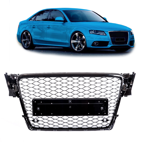 Kühlergrill Waben Sport Grill Schwarz glanz passend für Audi A4 B8 08-12 kein RS4