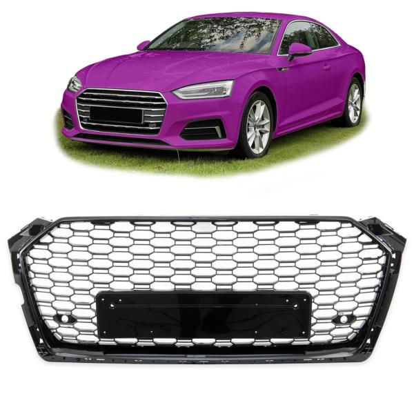Kühlergrill Wabendesign Grill Schwarz glanz komplett passend für Audi A5 F5 außer RS5