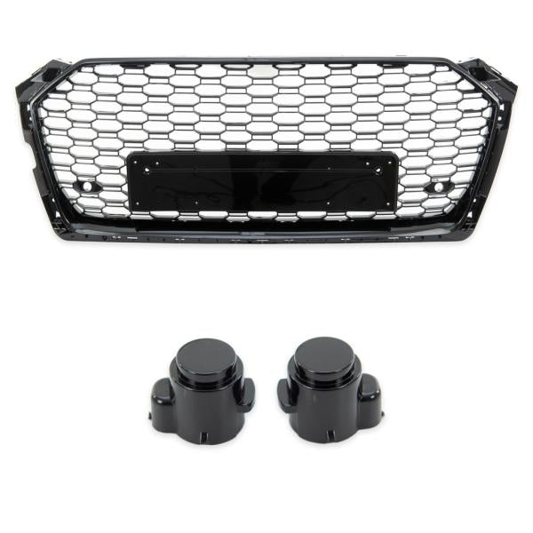 Kühlergrill Wabendesign Grill Schwarz glanz komplett passend für Audi A5 F5 außer RS5