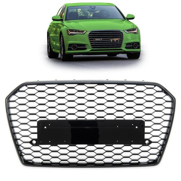 Wabengrill Kühlergrill schwarz glanz passend für AUDI A6 C7 4G Limo Avant  2015-2018