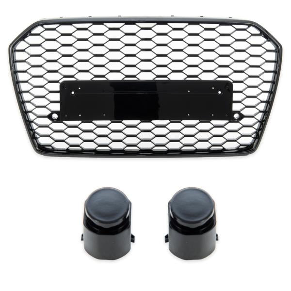 Wabengrill Kühlergrill schwarz glanz passend für AUDI A6 C7 4G Limo Avant  2015-2018