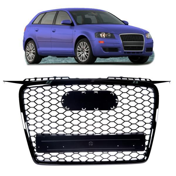 Kühlergrill Waben Grill Schwarz hochglanz passt passend für Audi A3 8P 03-08