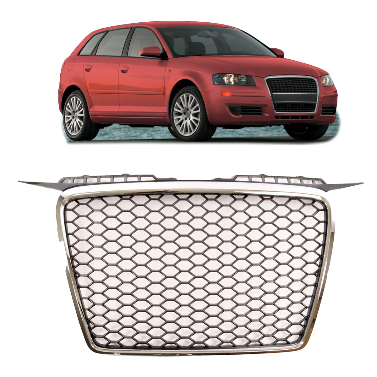 Front Grille Chrome & Black passend für Audi A3 8P 2005-2008 – Bild 1