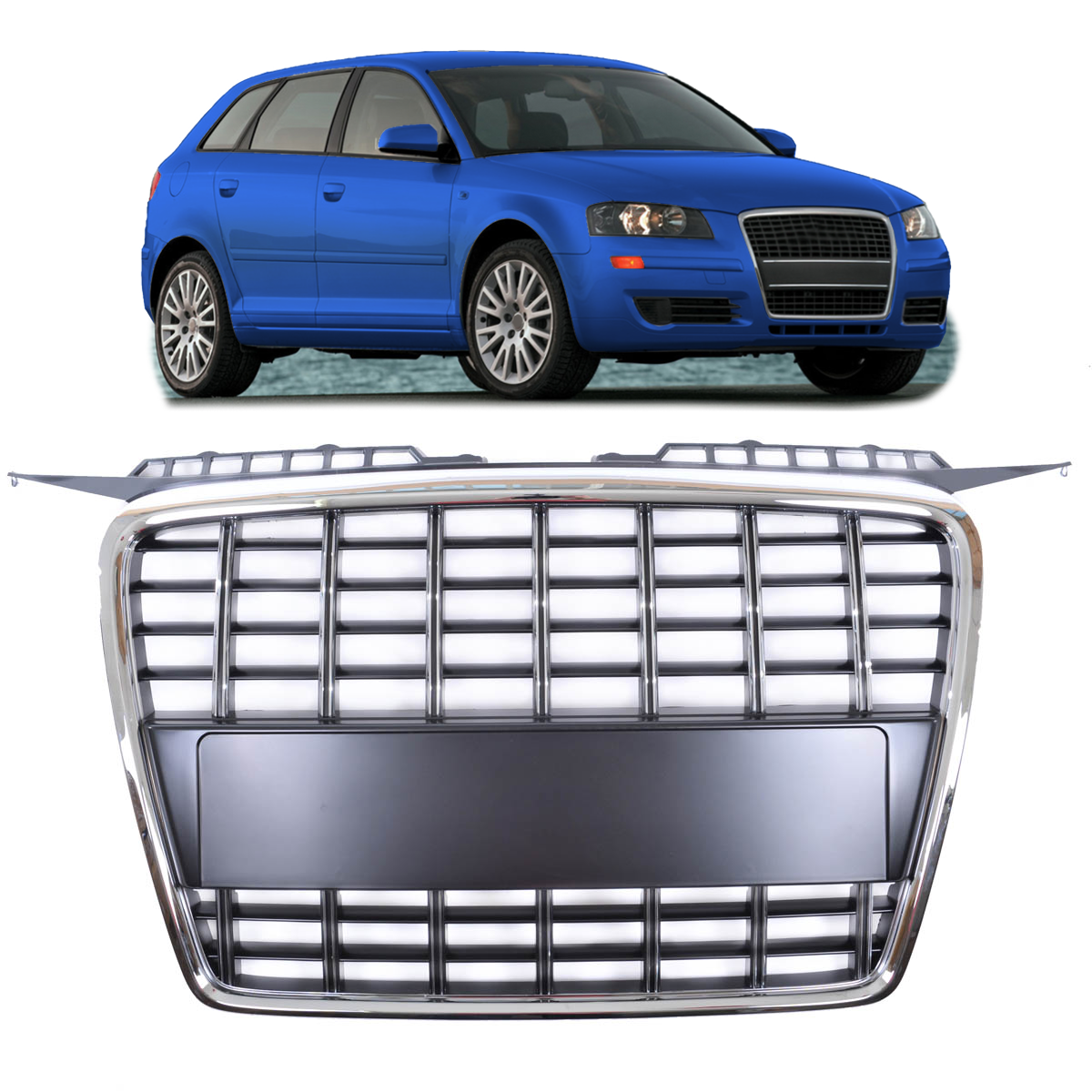 Front Grille Chrome & Black passend für Audi A3 8P 2005-2008 – Bild 1