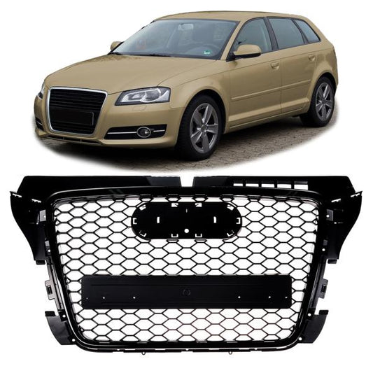 Sportgrill / Kühlergrill passend für Audi A3 8P Facelift 08-12 Hochglanz Schwarz