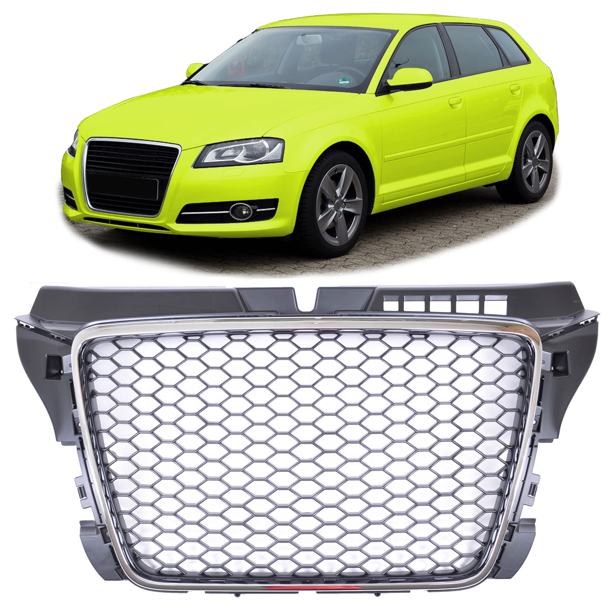 Front Grille Chrome & Black passend für Audi A3 8P 2008-2012 – Bild 1