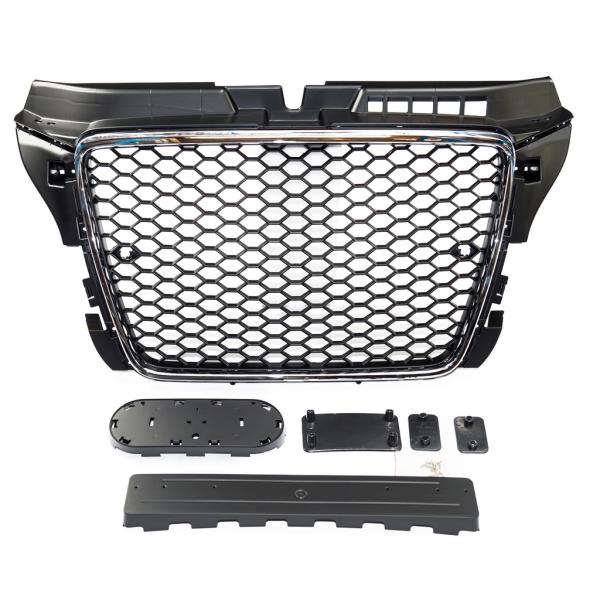 Kühlergrill Wabengrill Schwarz Chrom passend für Audi A3 8P Facelift 08-13 nicht S + RS3