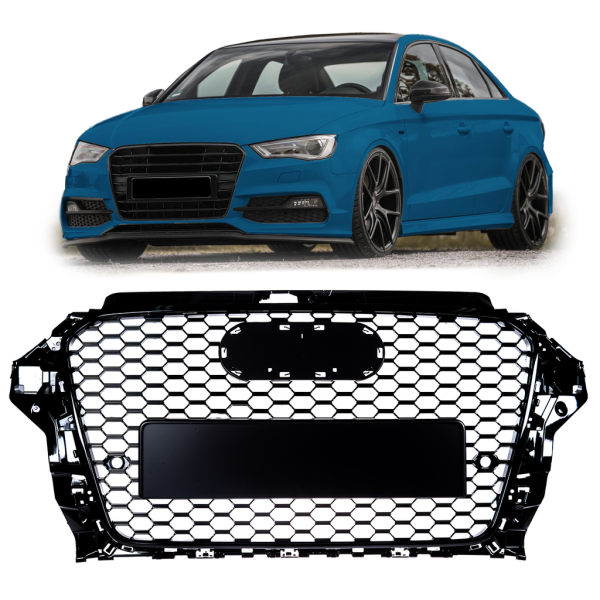 Sportgrill / Kühlergrill passend für Audi A3 8V 12-16 Hochglanz Schwarz in Wabendesign