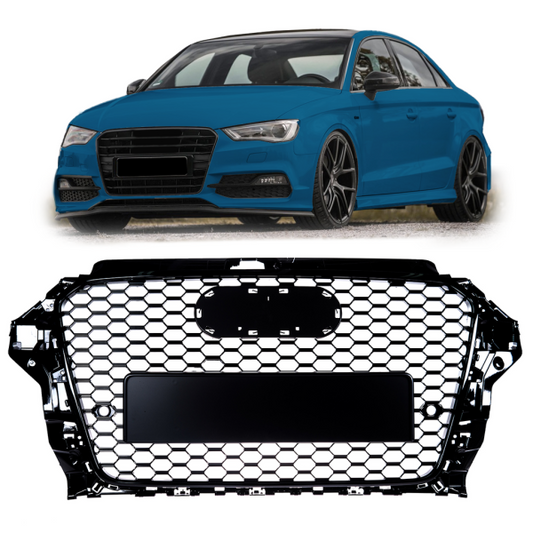 Sportgrill / Kühlergrill passend für Audi A3 8V 12-16 Hochglanz Schwarz in Wabendesign