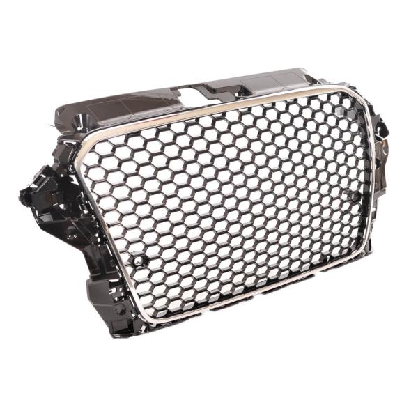 Sportgrill / Kühlergrill passend für Audi A3 8V 12-16 Hochglanz Schwarz / Chrom in Wabendesign