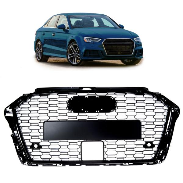 Kühlergrill Wabengrill PDC Schwarz Glanz passt passend für Audi A3 8V Facelift ohne RS3