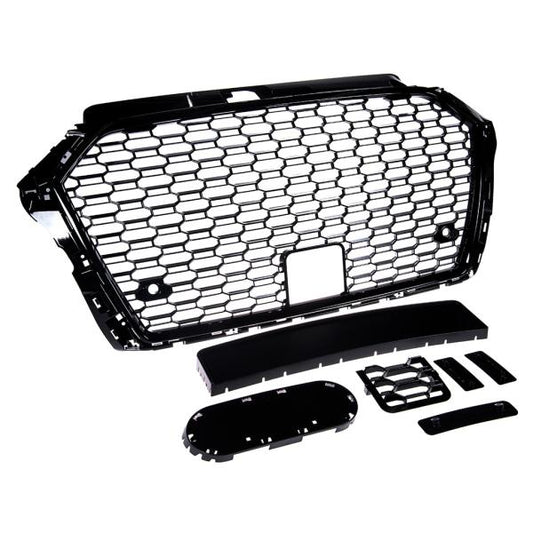 Kühlergrill Wabengrill PDC Schwarz Glanz passt passend für Audi A3 8V Facelift ohne RS3