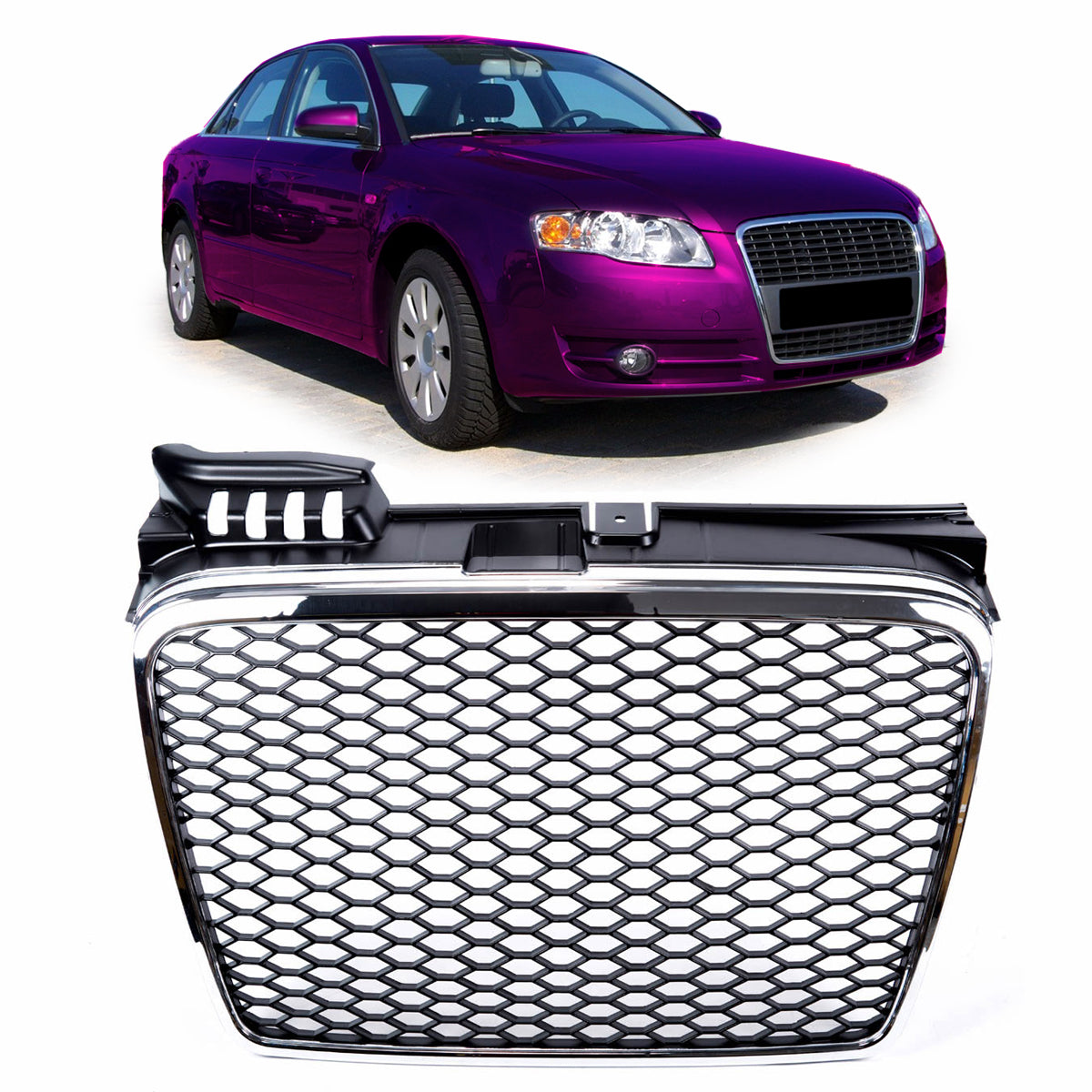 Front Grille Chrome & Black passend für Audi A4 B7 2004-2008 – Bild 1