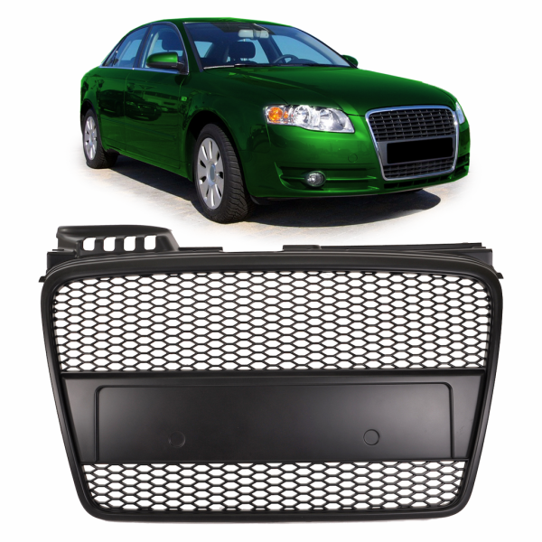 Sportgrill / Kühlergrill passend für Audi A4 B7 05-08 matt-schwarz in Wabengitter Optik