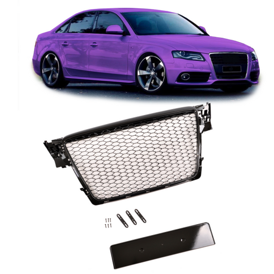 Sportgrill / Kühlergrill passend für Audi A4 B8 08-12 Hochglanz schwarz in Wabendesign