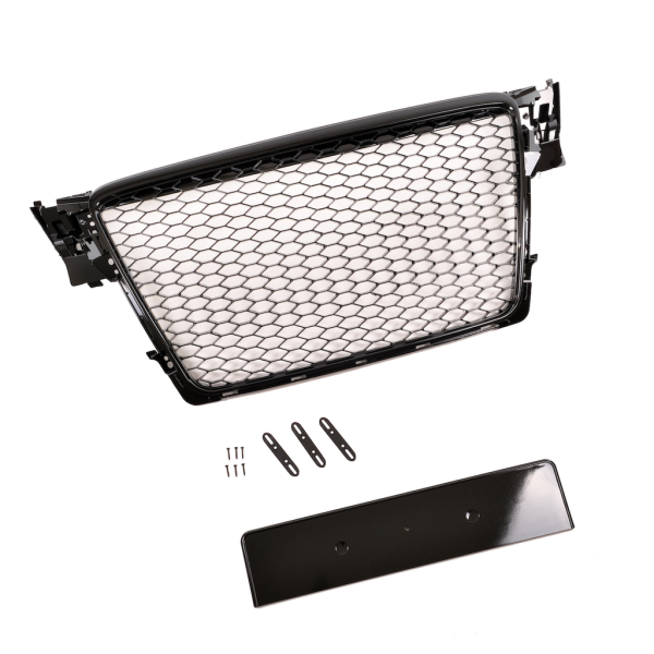 Sportgrill / Kühlergrill passend für Audi A4 B8 08-12 Hochglanz schwarz in Wabendesign