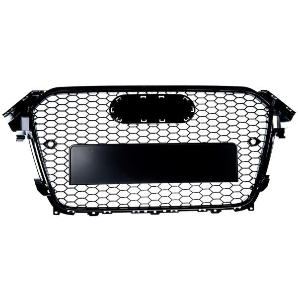 Sportgrill / Kühlergrill passend für Audi A4 B8 Facelift 13-16 Hochglanz-schwarz mit Emblemhalter