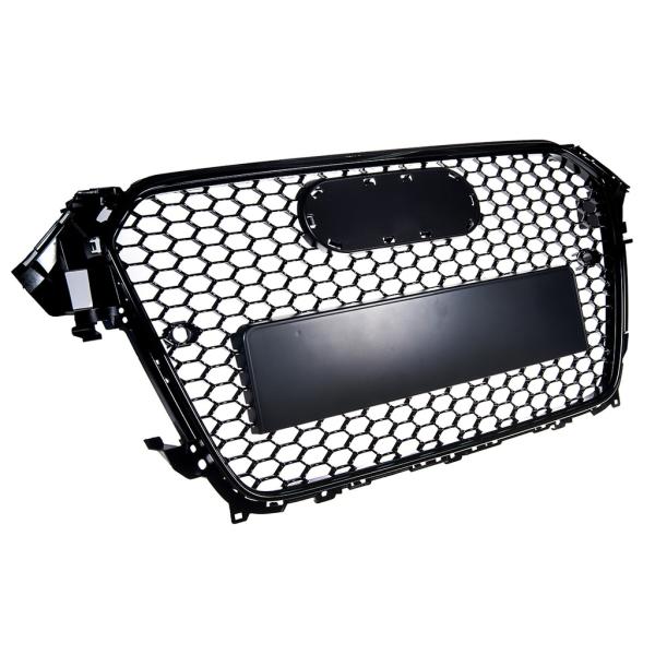 Sportgrill / Kühlergrill passend für Audi A4 B8 Facelift 13-16 Hochglanz-schwarz mit Emblemhalter