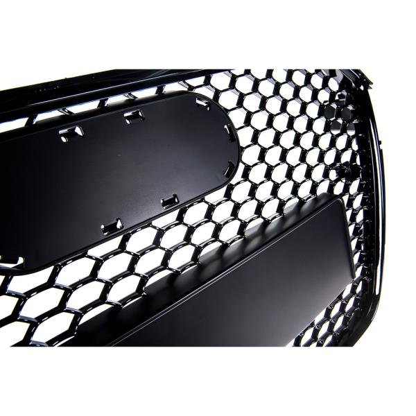 Sportgrill / Kühlergrill passend für Audi A4 B8 Facelift 13-16 Hochglanz-schwarz mit Emblemhalter