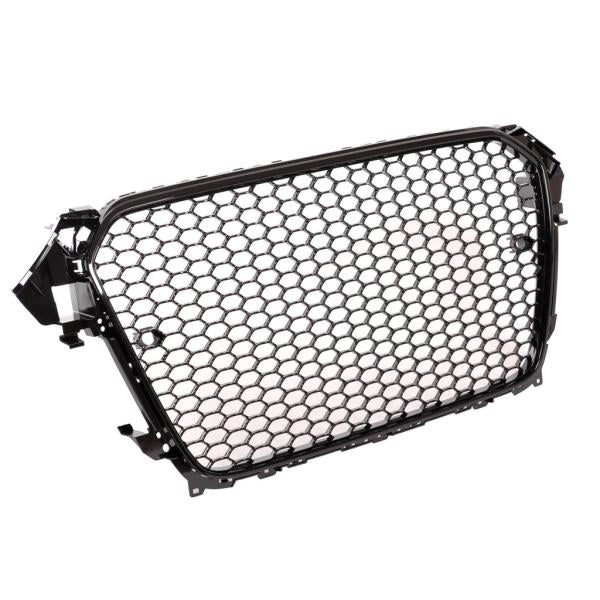 Sportgrill / Kühlergrill passend für Audi A4 B8 Facelift 13-16 Hochglanz-schwarz mit Emblemhalter