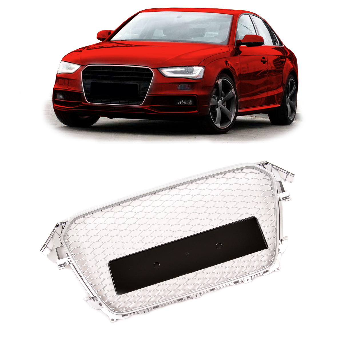 Front Grille Silver Matt passend für Audi A4 B8 (8K) Sedan Avant 2013-2016 – Bild 1