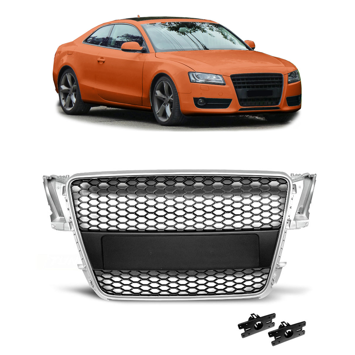 Silver & Black Front Grille passend für Audi A5 (8T) 2007-2011 – Bild 1