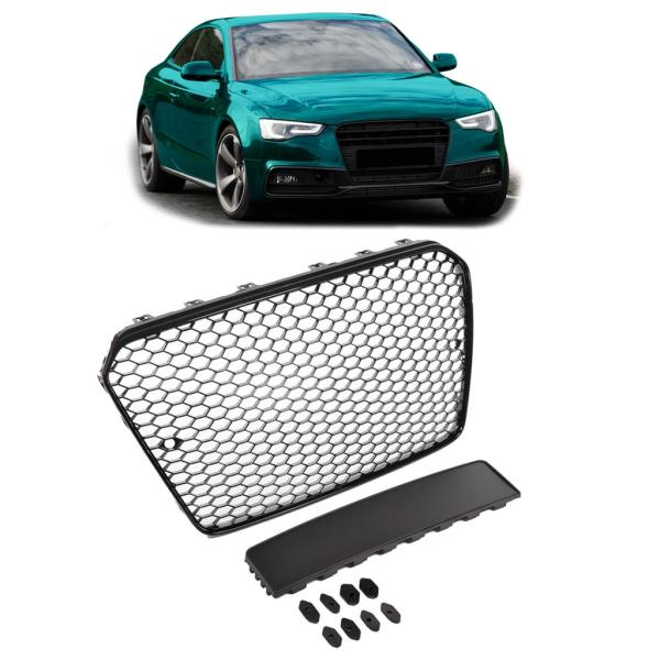 Kühlergrill Waben Grill Glanz Schwarz passt passend für Audi A5 B8 8T Facelift