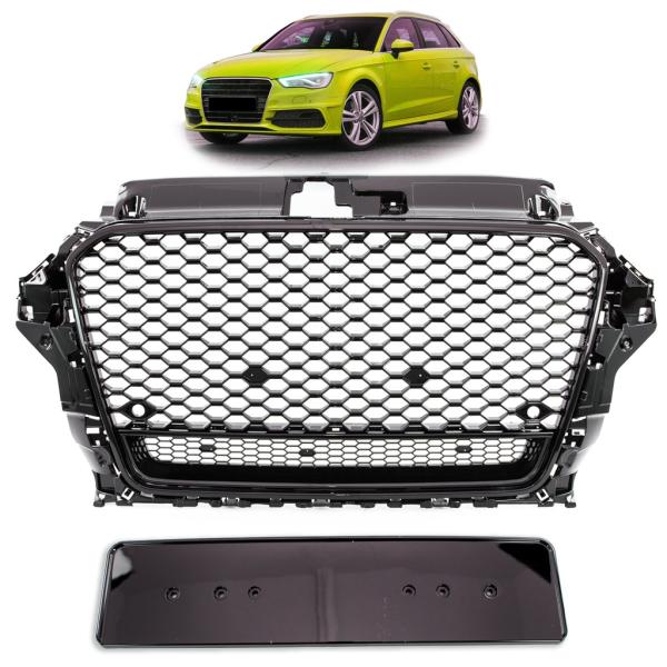 Sport Kühlergrill Wabengrill Schwarz glanz passt passend für Audi A3 8V kein RS3 Quattro
