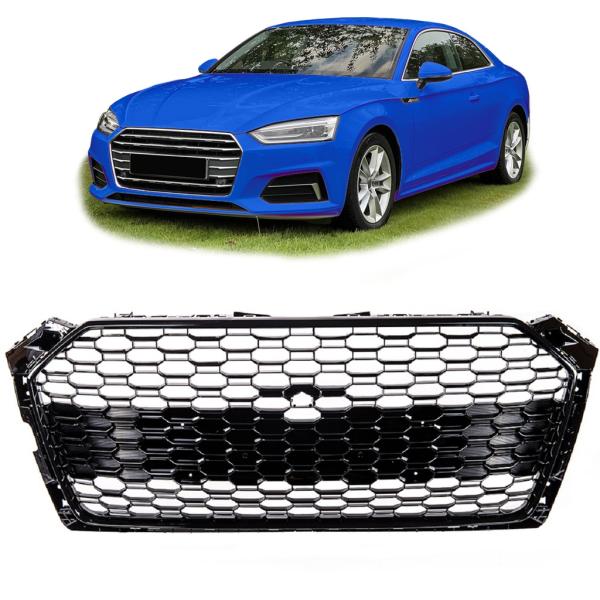 Kühlergrill Grill Wabendesign hochglanz Schwarz passt passend für Audi A5 F5 kein S5 RS5