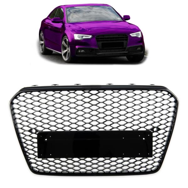 Sport Kühlergrill Grill ohne Emblem Schwarz glanz passend für Audi A5 B8 8T 11-16