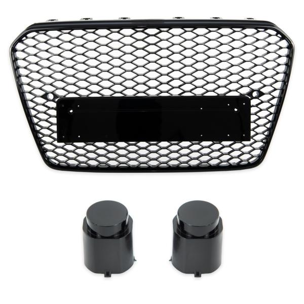 Sport Kühlergrill Grill ohne Emblem Schwarz glanz passend für Audi A5 B8 8T 11-16