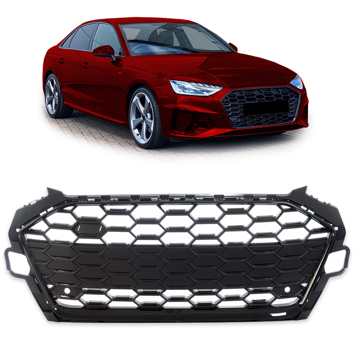 Front Grille Matt Black passend für Audi A4 B9 (8W) Facelift 2019-2023 – Bild 1