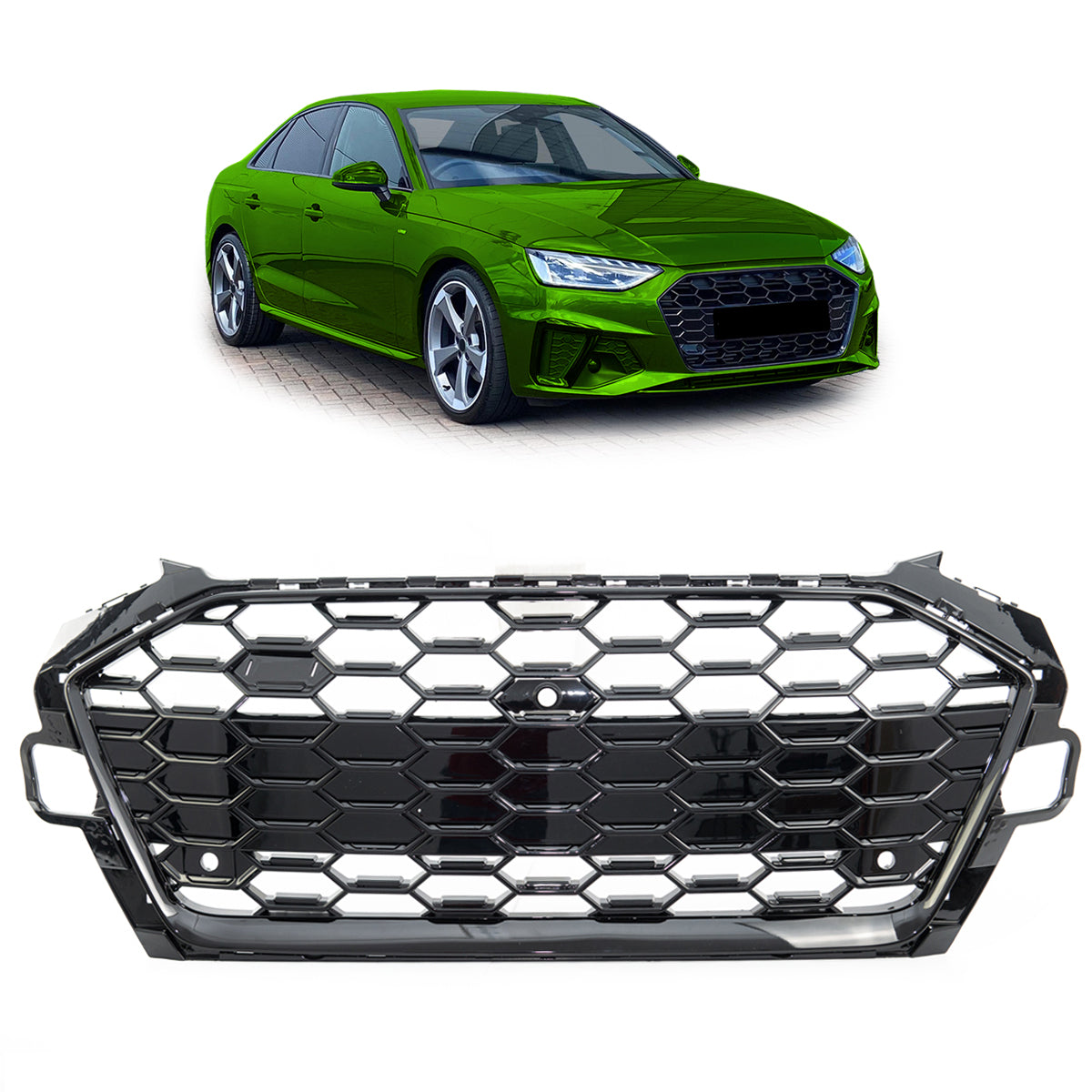 Front Grille Silver & Black passend für Audi A4 B9 8W Facelift 2019-2023 – Bild 1
